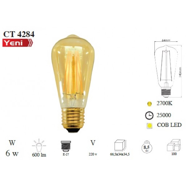 CATA 6 W RUSTİK LED AMPUL 